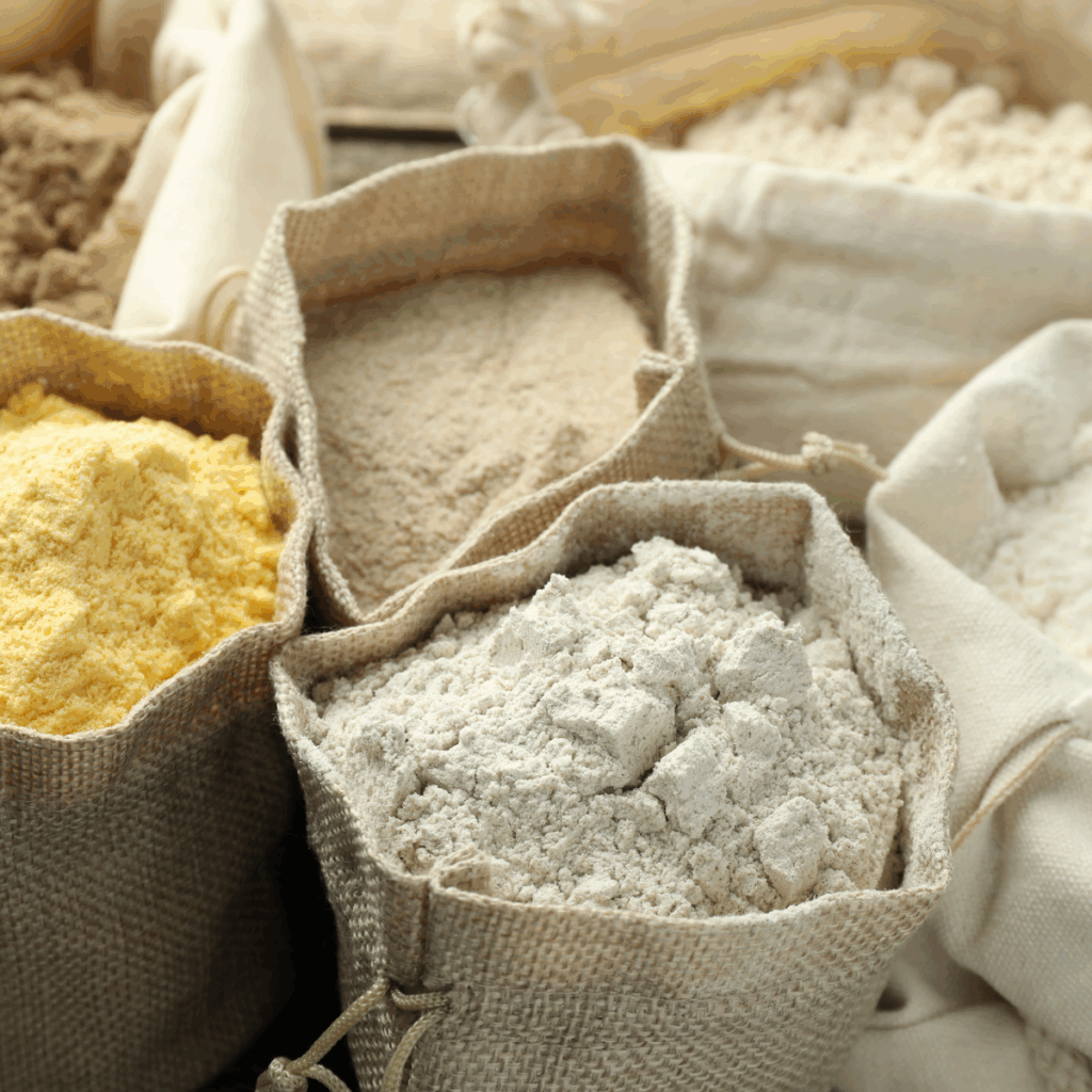 Extruded flour production, drying and milling into functional flour formats