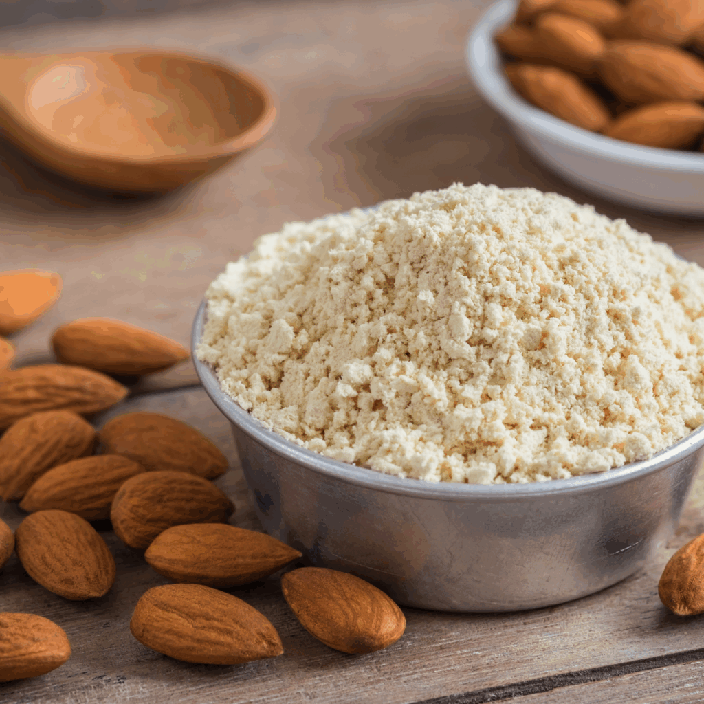 Almond flour used in premium food manufacturing and functional ingredient applications.