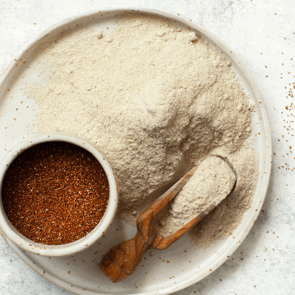 Teff flour used as a specialty flour for food formulation and product development.