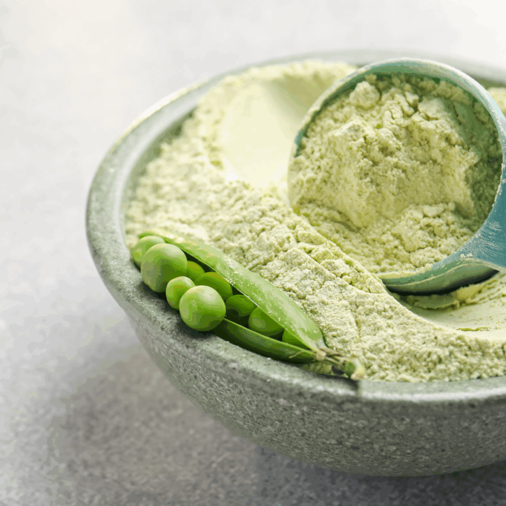 Pea protein powder prepared for food manufacturing applications